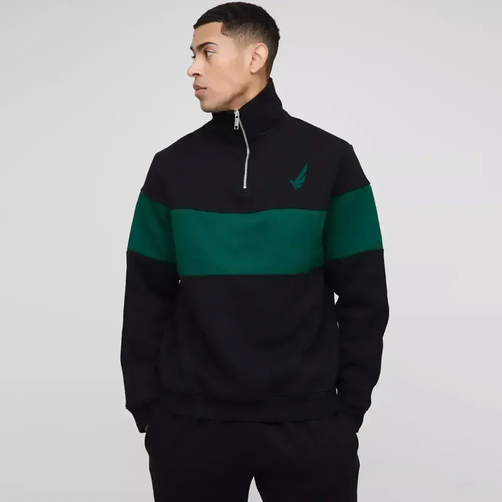 Regular Fit Quarter Zip Funnel Neck Sweat