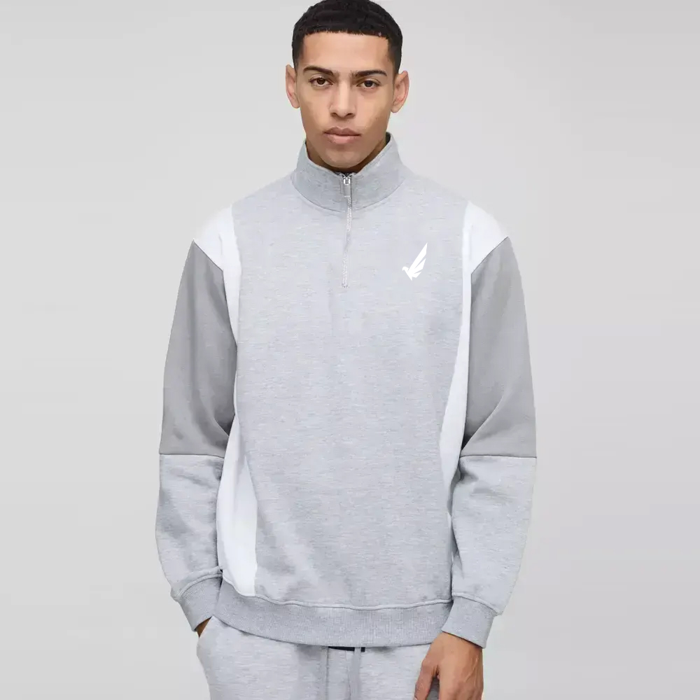 Custom Colour Block Zip Funnel Neck Sweatshirt