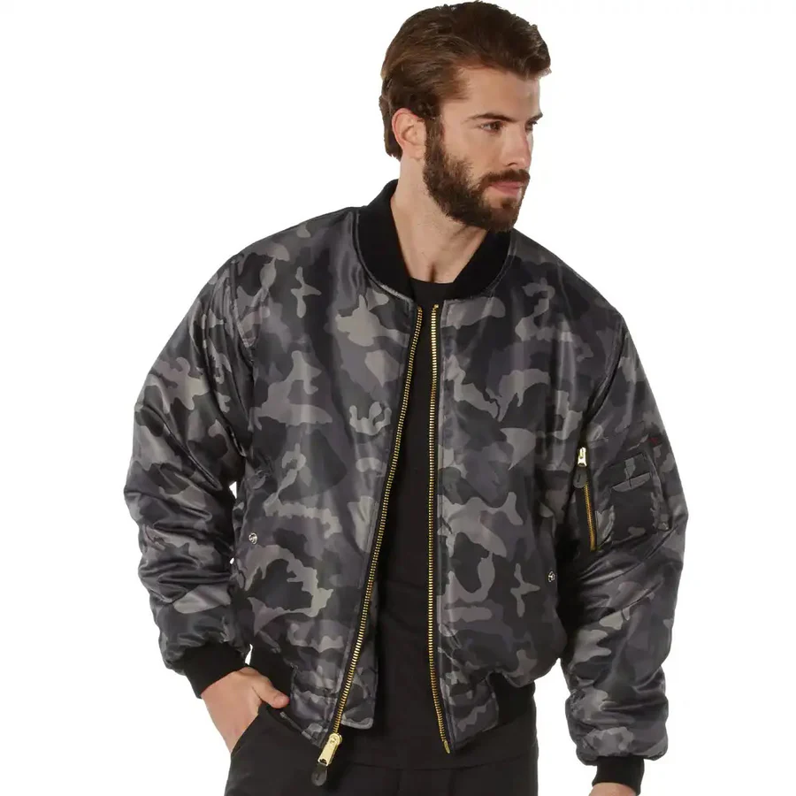 Custom Camo Print Bomber Jacket